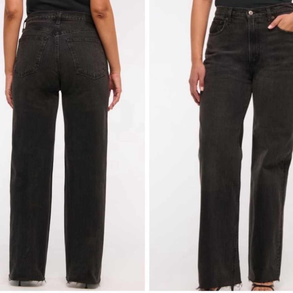 Abercrombie & Fitch Black Ultra High Rise 90s Straight Leg Jeans - 28 XL Inseam